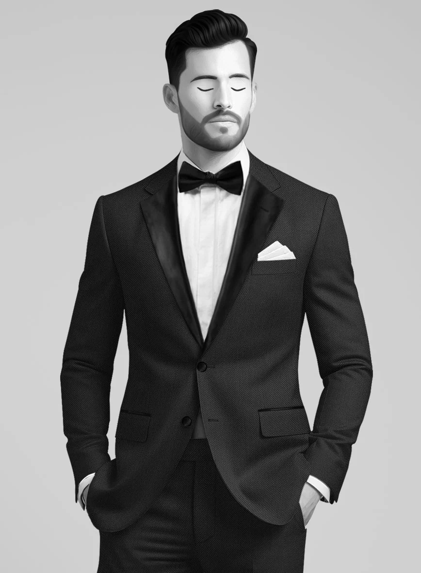 Napolean Cavalry Twill Black Wool Tuxedo Jacket - Image 2