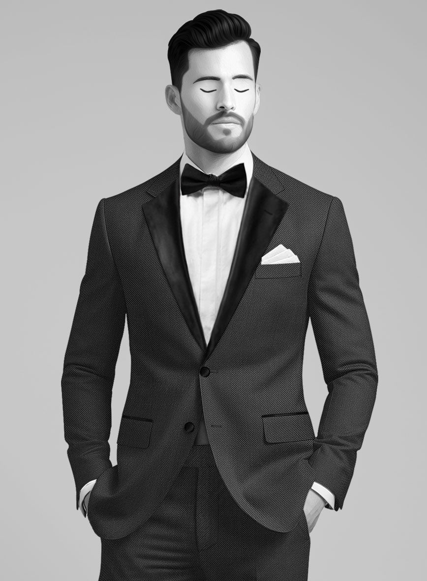 Napolean Cavalry Twill Charcoal Wool Tuxedo Jacket - Image 2