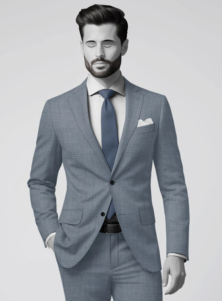 Napolean Costa Mini Houndstooth Blue Wool Suit - Image 3