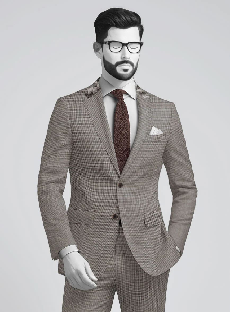 Napolean Costa Mini Houndstooth Brown Wool Jacket - Image 2