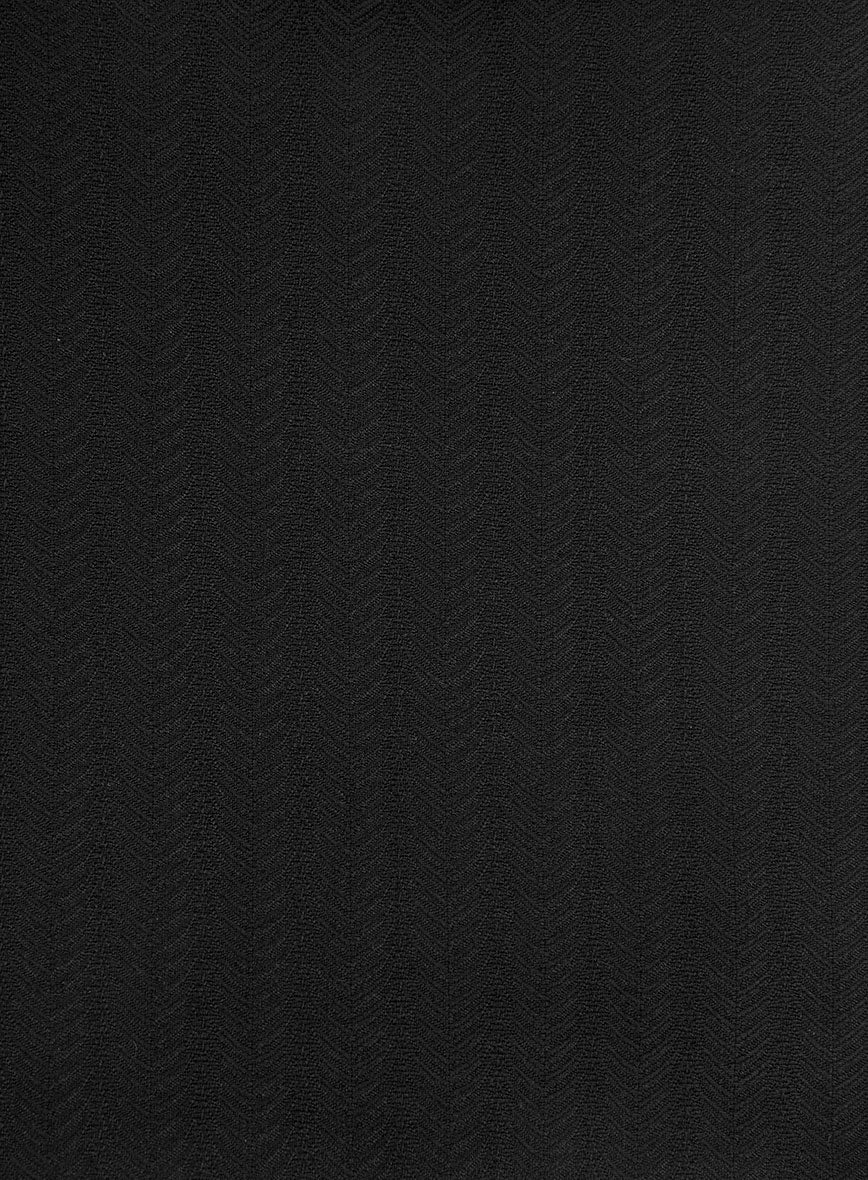 Napolean Curve Black Herringbone Wool Pants - Image 3