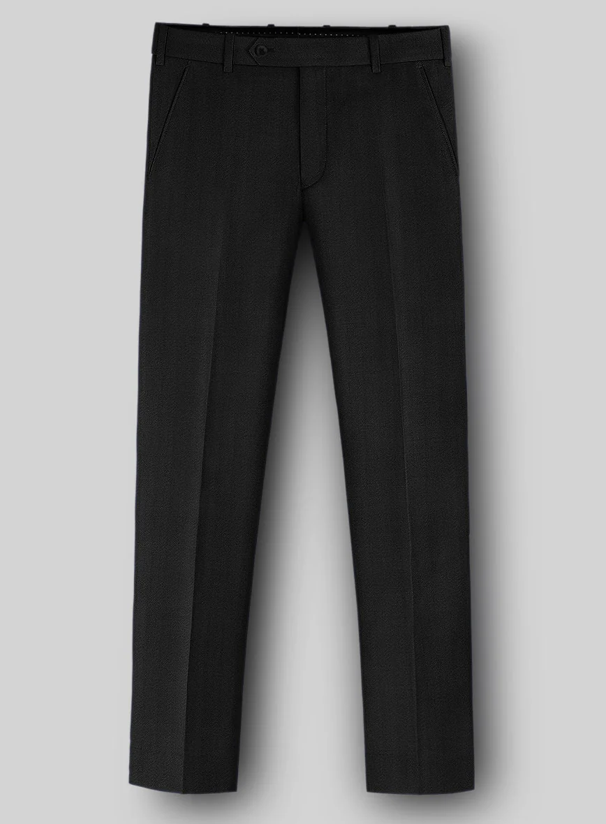 Napolean Curve Black Herringbone Wool Suit - Image 5
