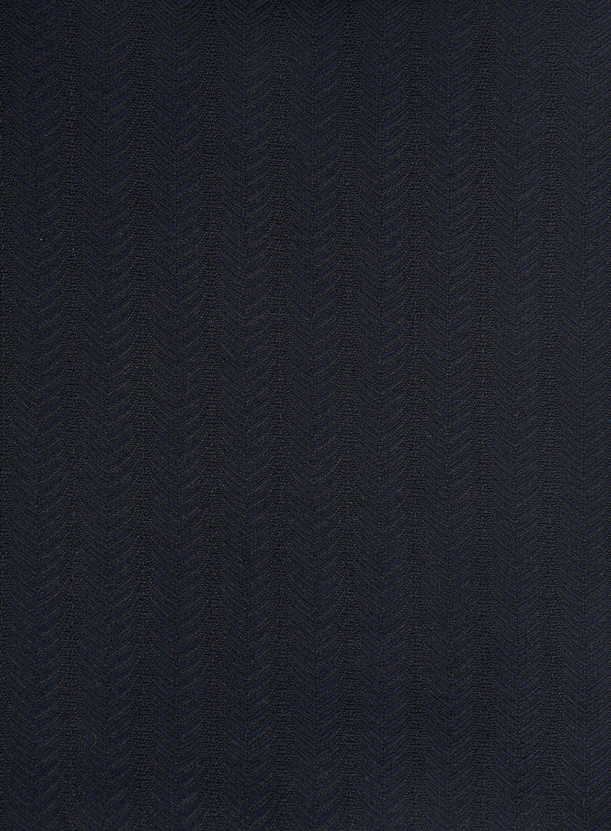 Napolean Curve Blue Herringbone Wool Jacket - Image 3
