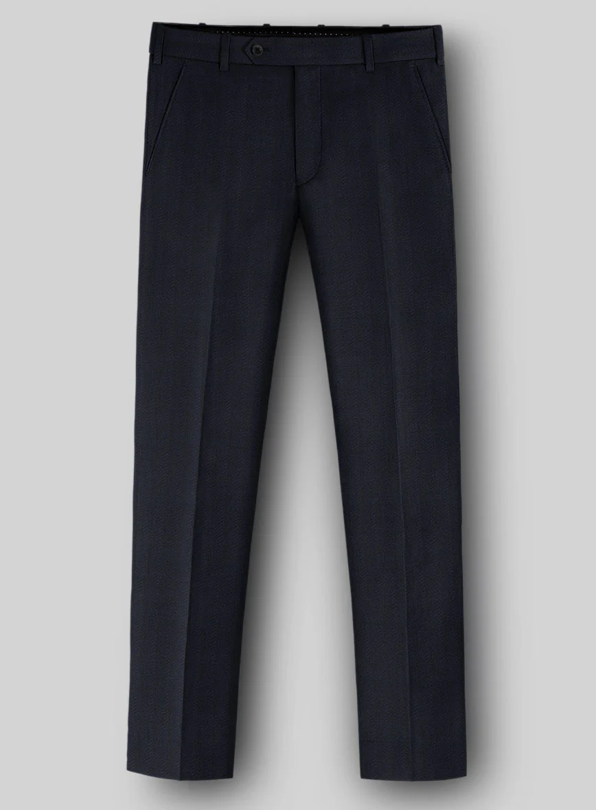 Napolean Curve Blue Herringbone Wool Suit - Image 5