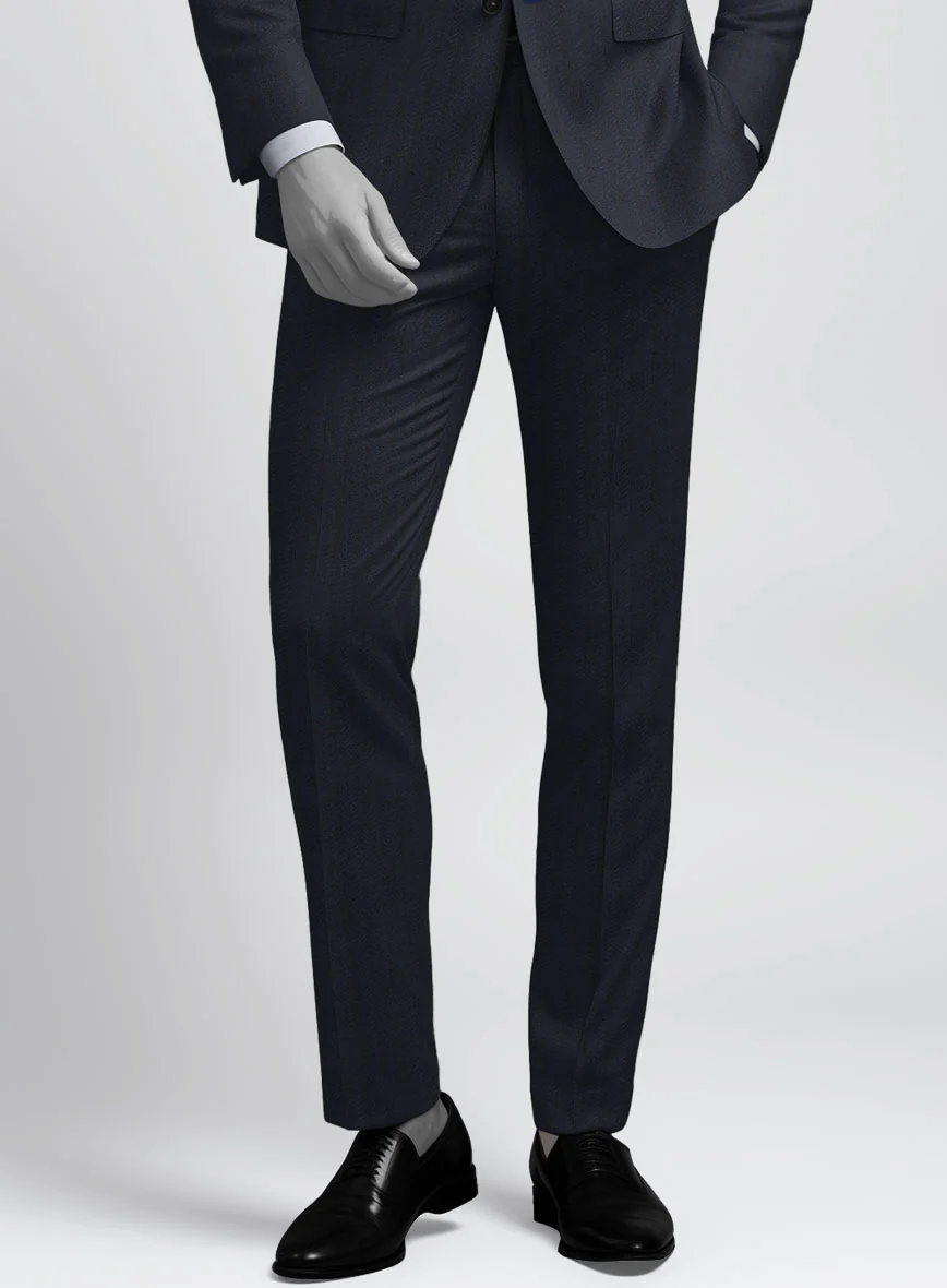 Napolean Curve Blue Herringbone Wool Suit - Image 6