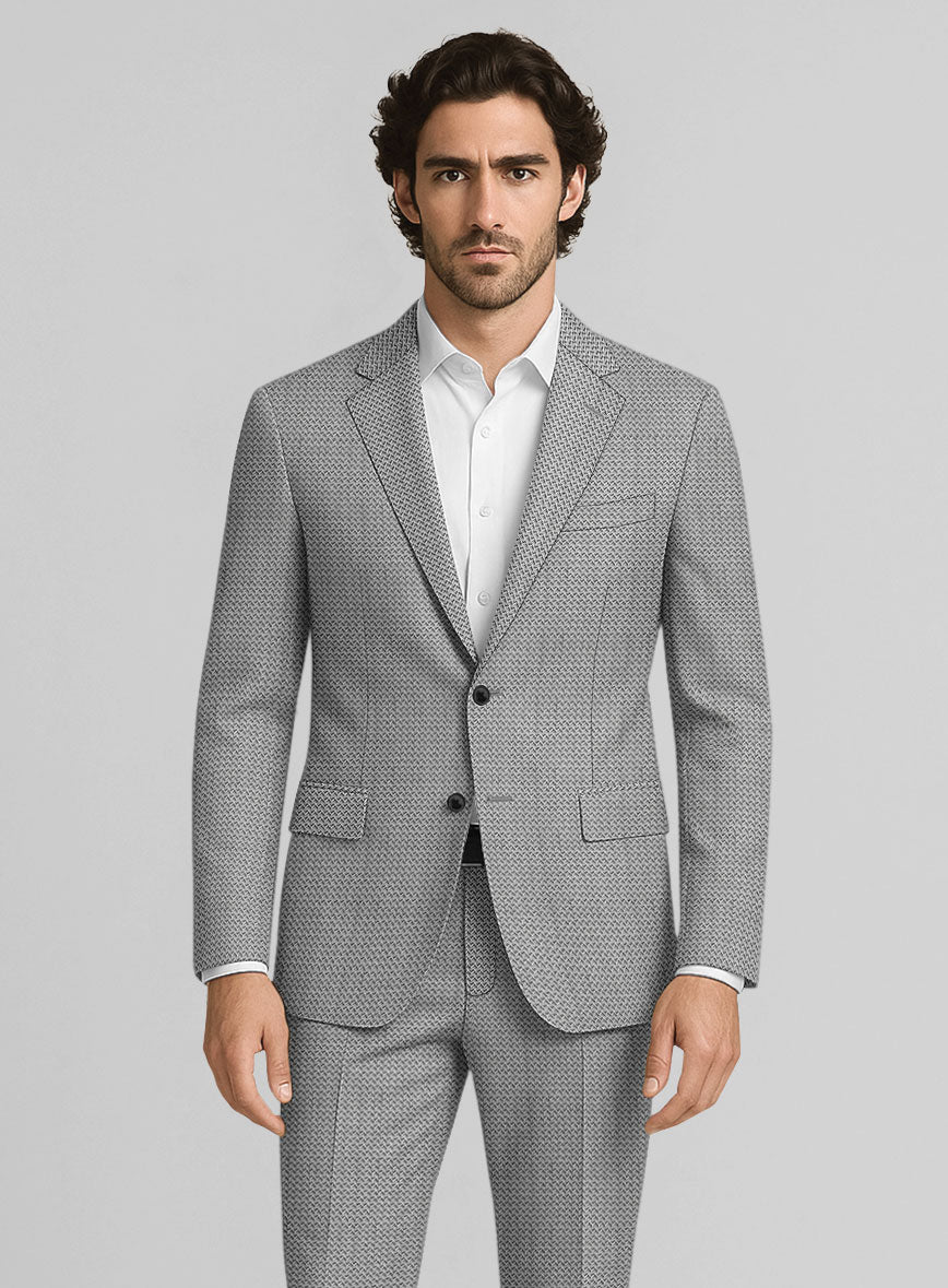 Napolean Dalmoro Chevron Weave Black And White Wool Suit - Image 3
