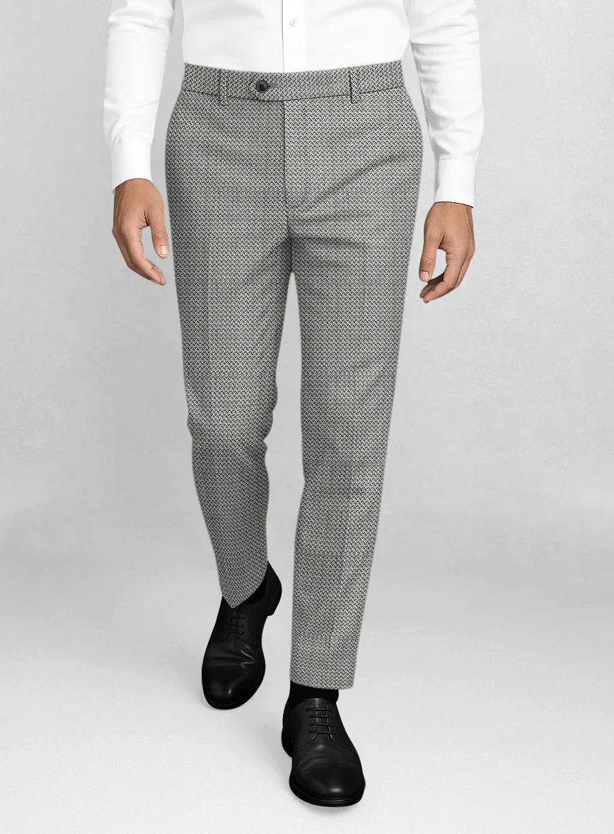 Napolean Dalmoro Chevron Weave Black And White Wool Suit - Image 5