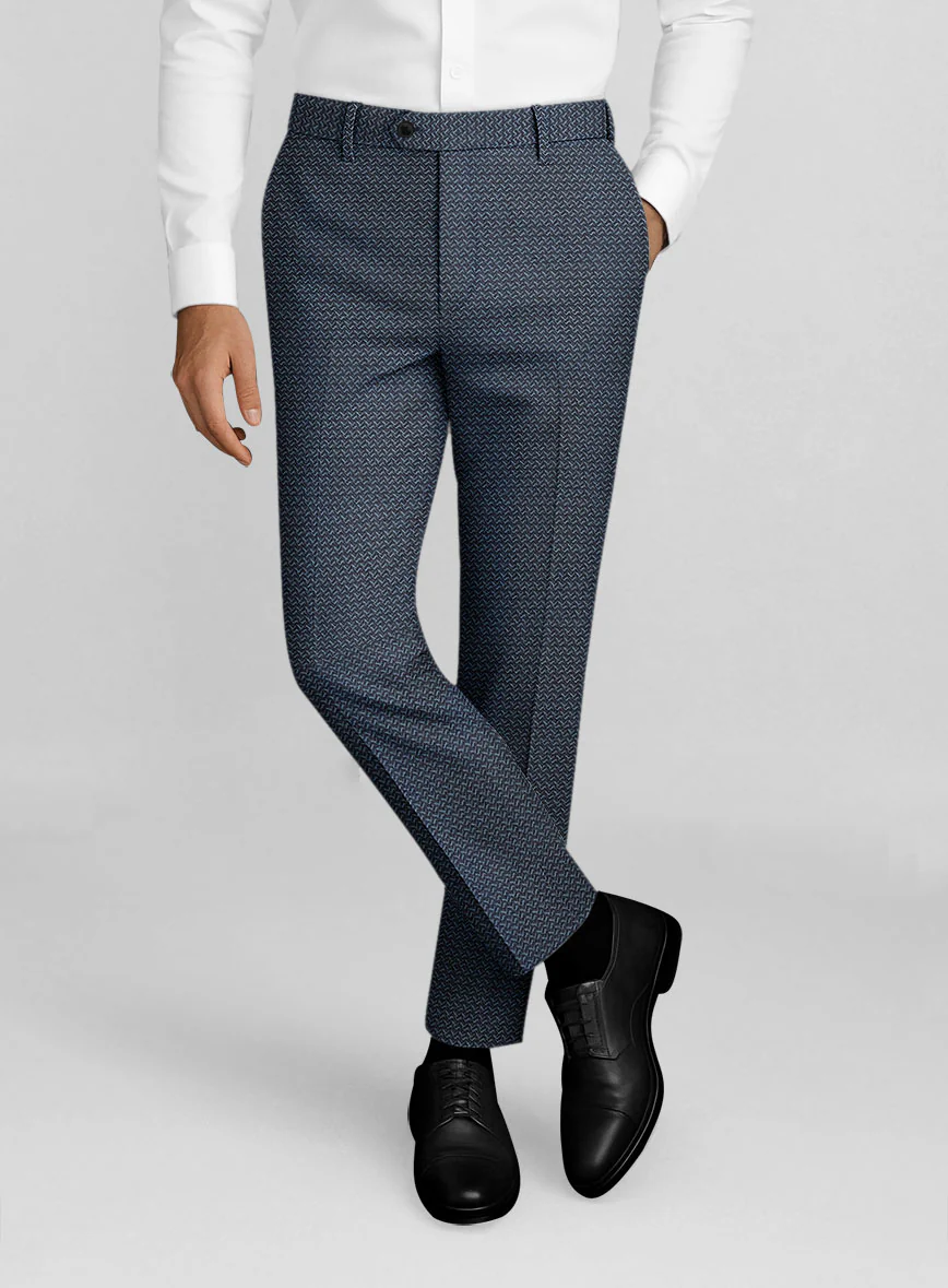 Napolean Dalmoro Chevron Weave Blue Wool Suit - Image 5