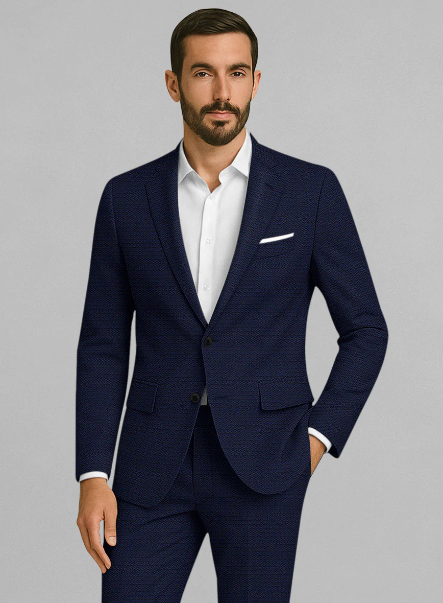 Napolean Dalmoro Chevron Weave Royal Blue Wool Suit - Image 3