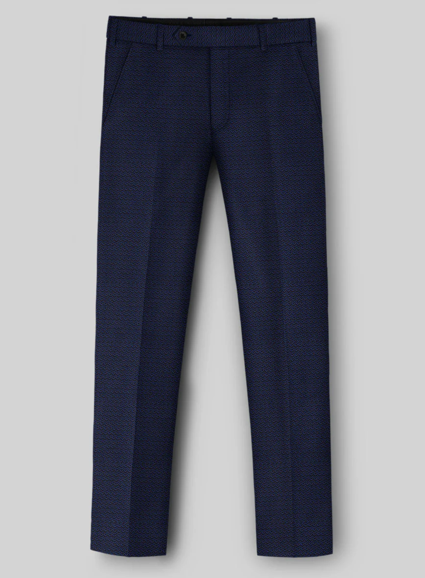 Napolean Dalmoro Chevron Weave Royal Blue Wool Pants - Image 2