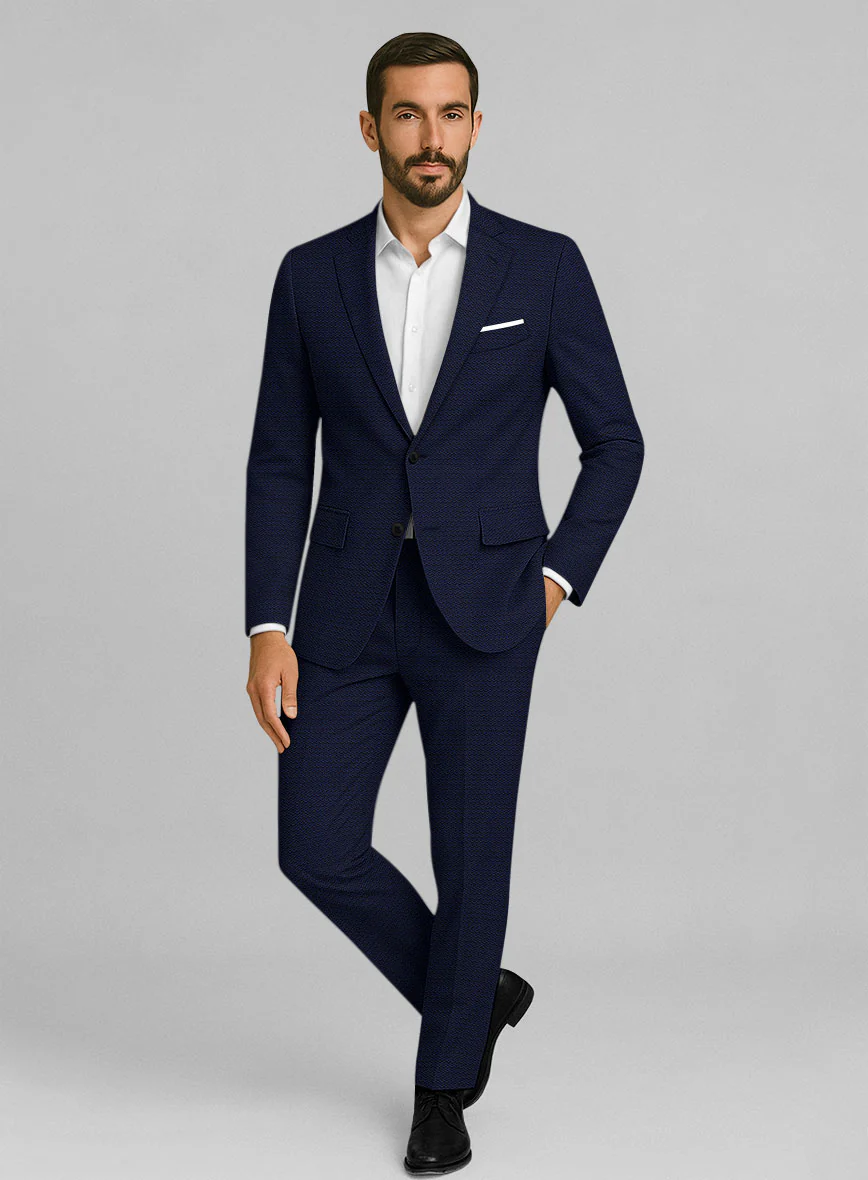 Napolean Dalmoro Chevron Weave Royal Blue Wool Suit - Image 6