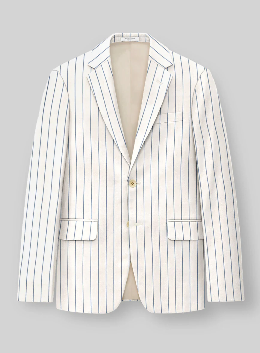 Napolean Dario Stripe Ivory Wool Suit - Image 3