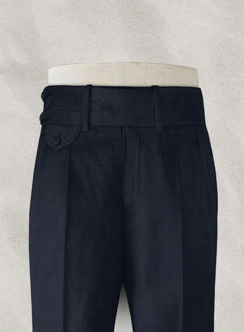 Napolean Dark Blue Double Gurkha Wool Trousers - Image 4
