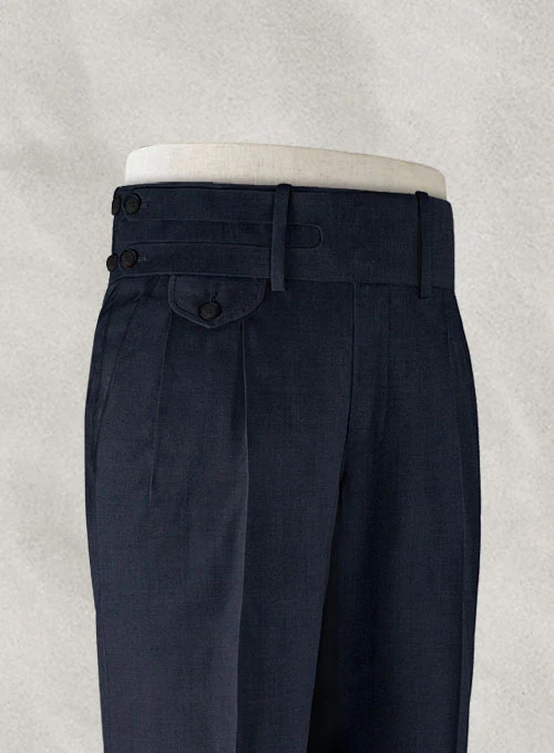 Napolean Dark Blue Double Gurkha Wool Trousers - Image 5