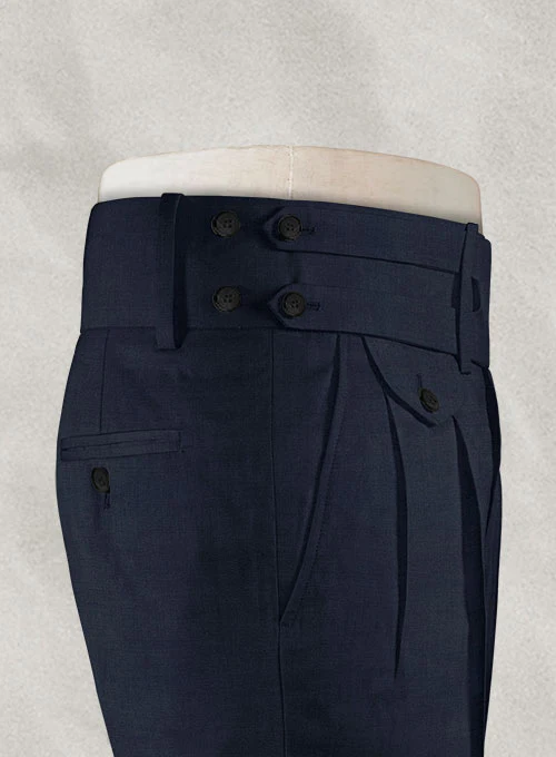 Napolean Dark Blue Double Gurkha Wool Trousers - Image 7