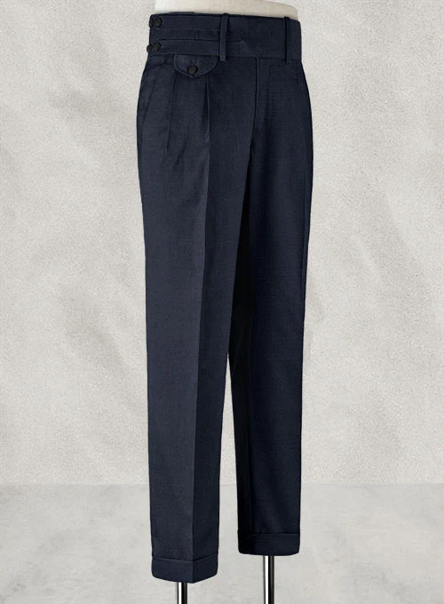 Napolean Dark Blue Double Gurkha Wool Trousers - Image 8