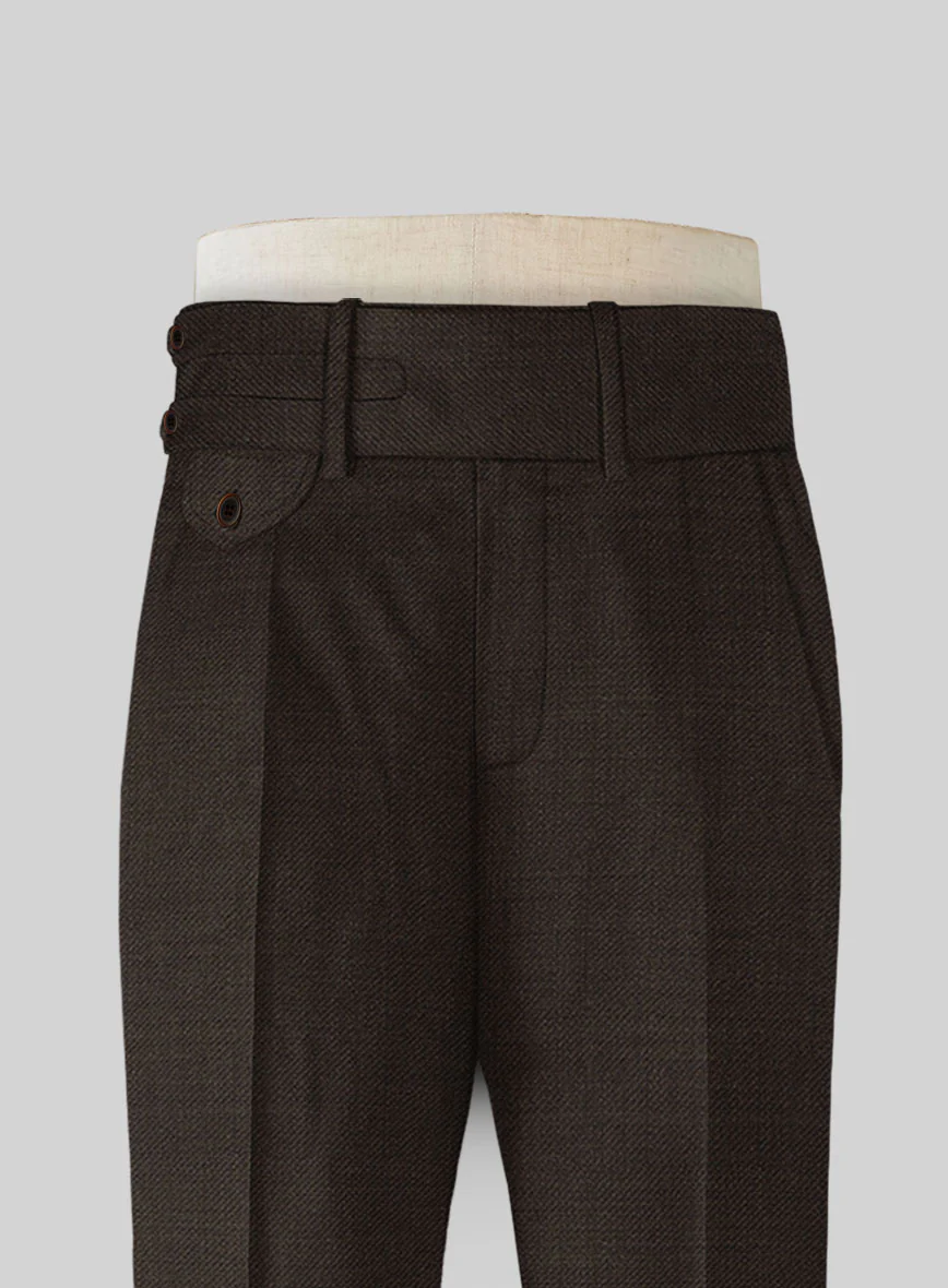 Napolean Dark Brown Double Gurkha Wool Trousers - Image 3