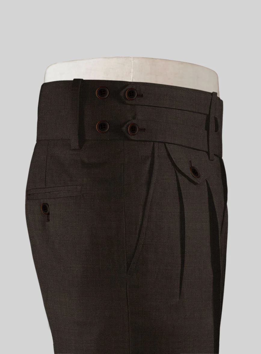 Napolean Dark Brown Double Gurkha Wool Trousers - Image 4