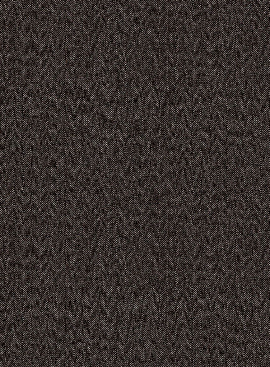 Napolean Dark Brown Herringbone Wool Jacket - Image 3