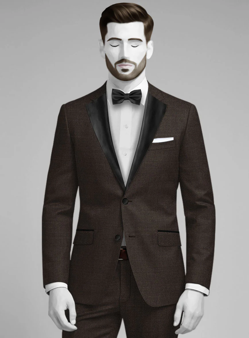 Napolean Dark Brown Wool Tuxedo Suit - Image 4