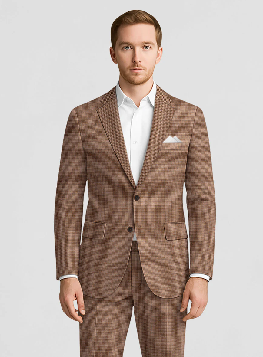 Napolean Delviro Mini Houndstooth Brown Wool Suit - Image 3