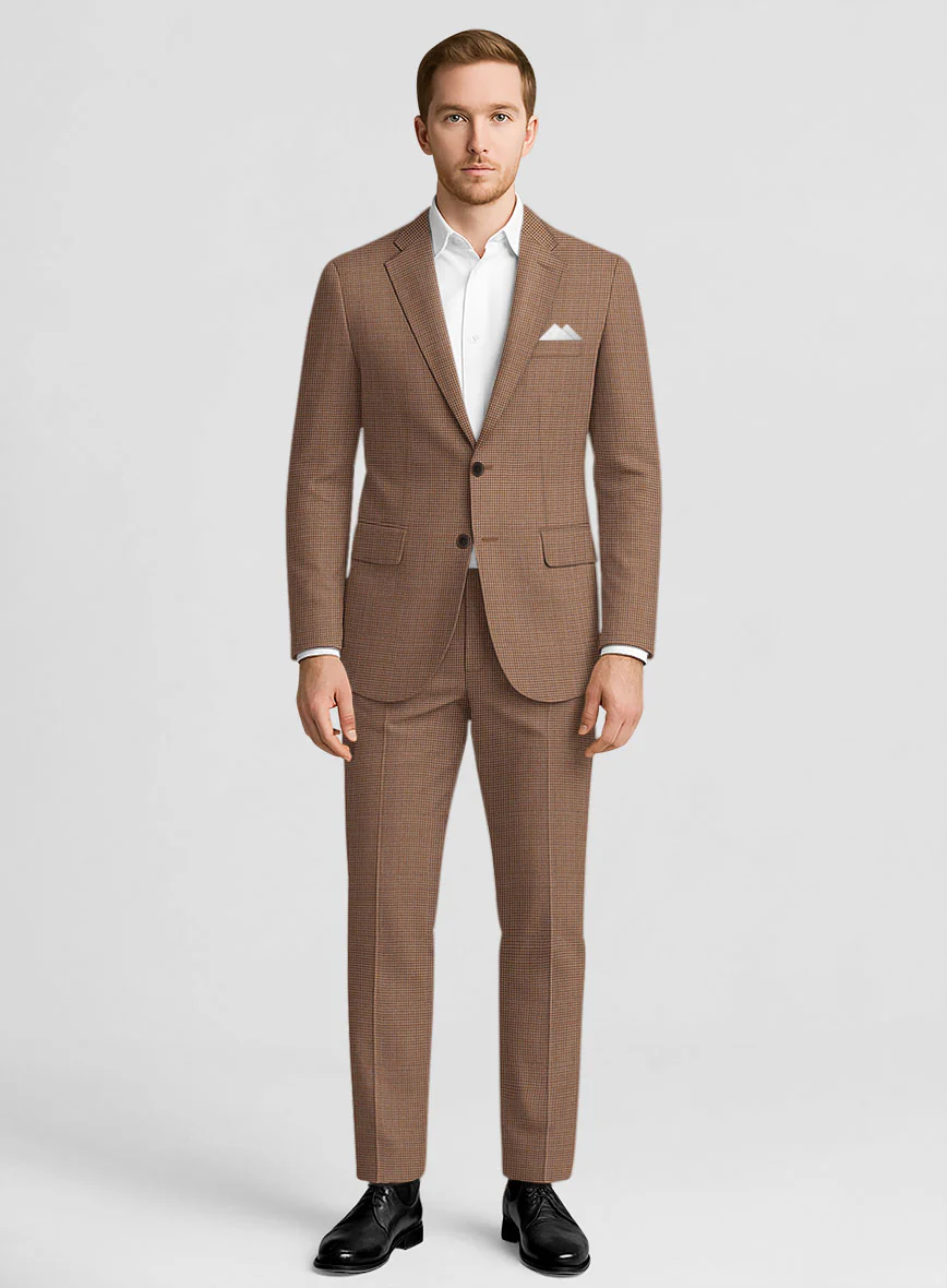 Napolean Delviro Mini Houndstooth Brown Wool Suit - Image 6
