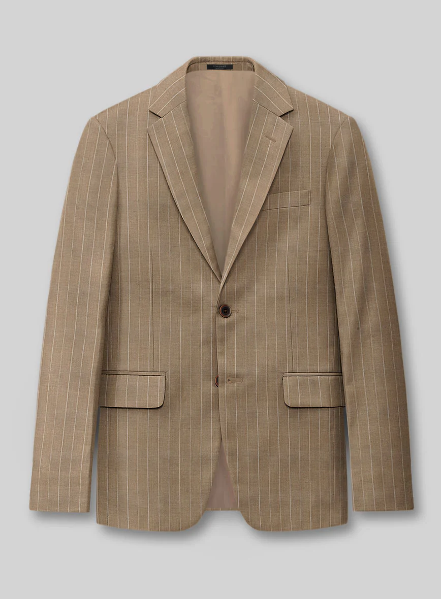 Napolean Derossi Stripe Beige Wool Suit - Image 2