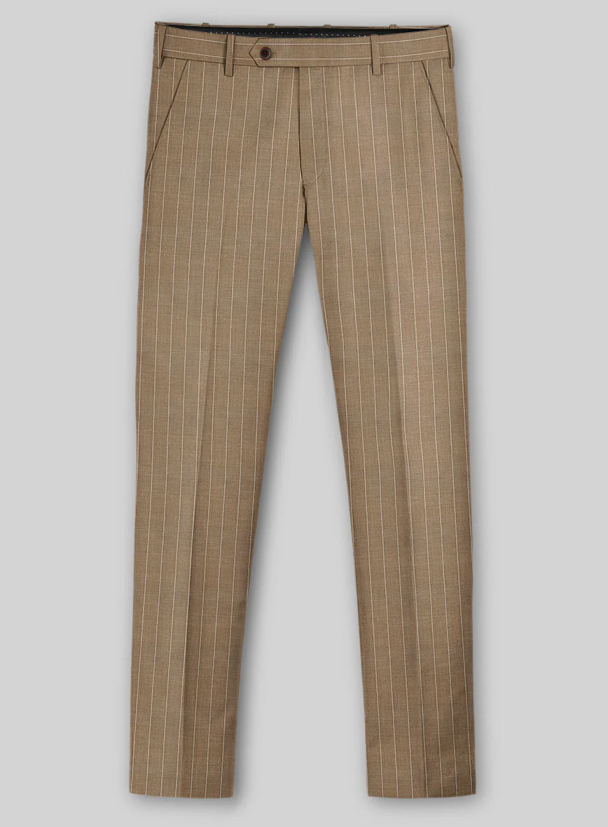 Napolean Derossi Stripe Beige Wool Suit - Image 3