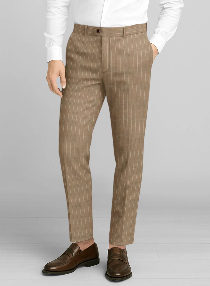 Napolean Derossi Stripe Beige Wool Suit - Image 5