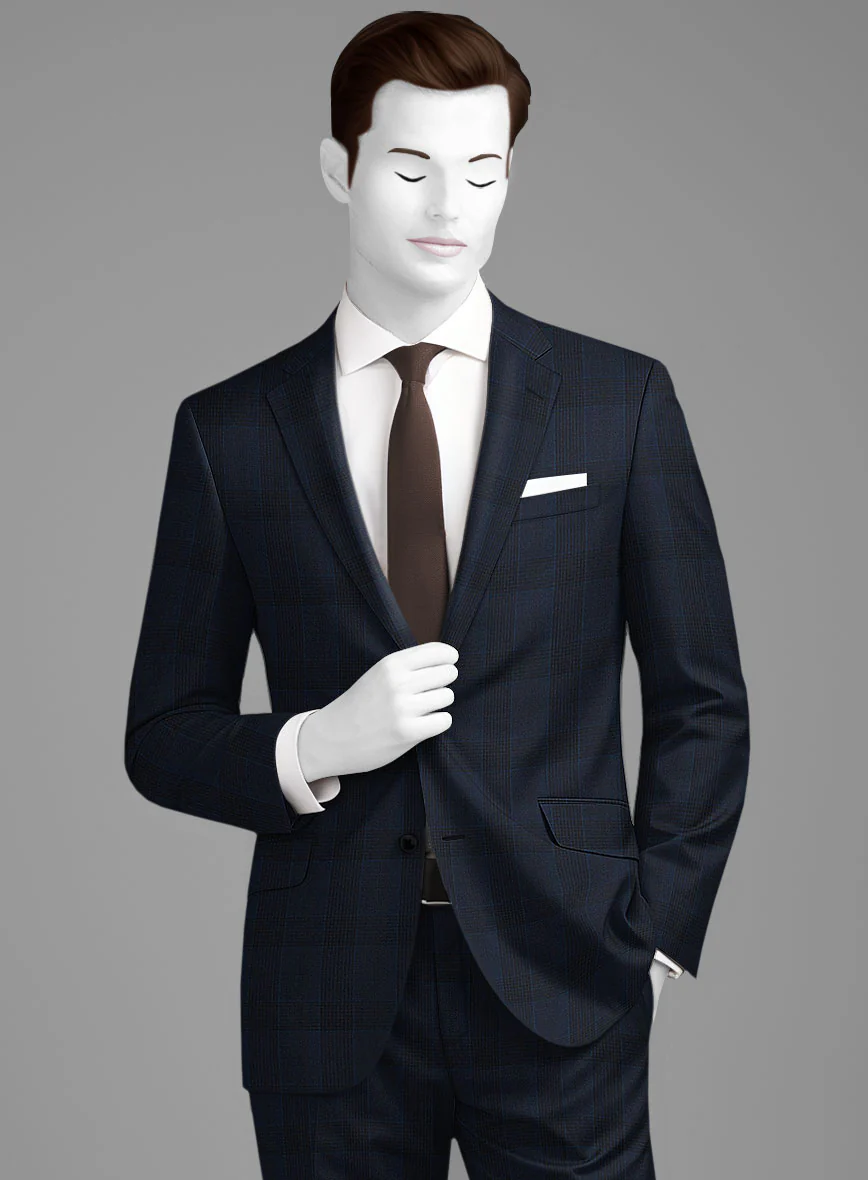 Napolean Devon Check Blue Wool Jacket - Image 2