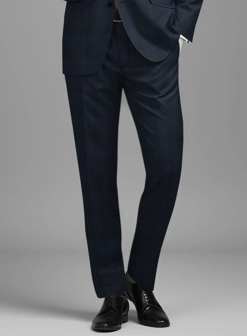 Napolean Devon Check Blue Wool Pants - Image 2