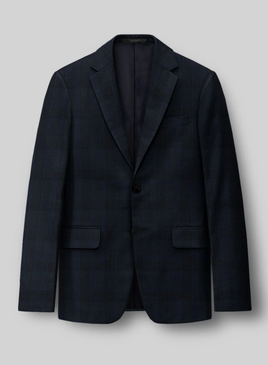 Napolean Devon Check Blue Wool Suit - Image 4