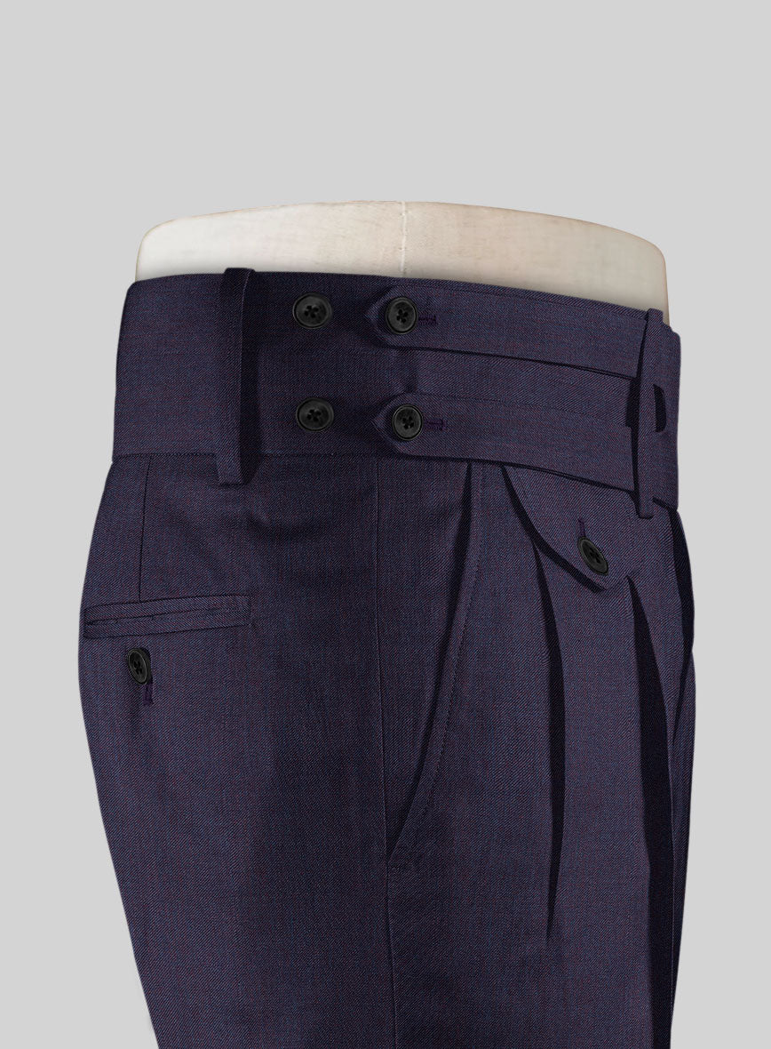 Napolean Eggplant Double Gurkha Wool Trousers - Image 3