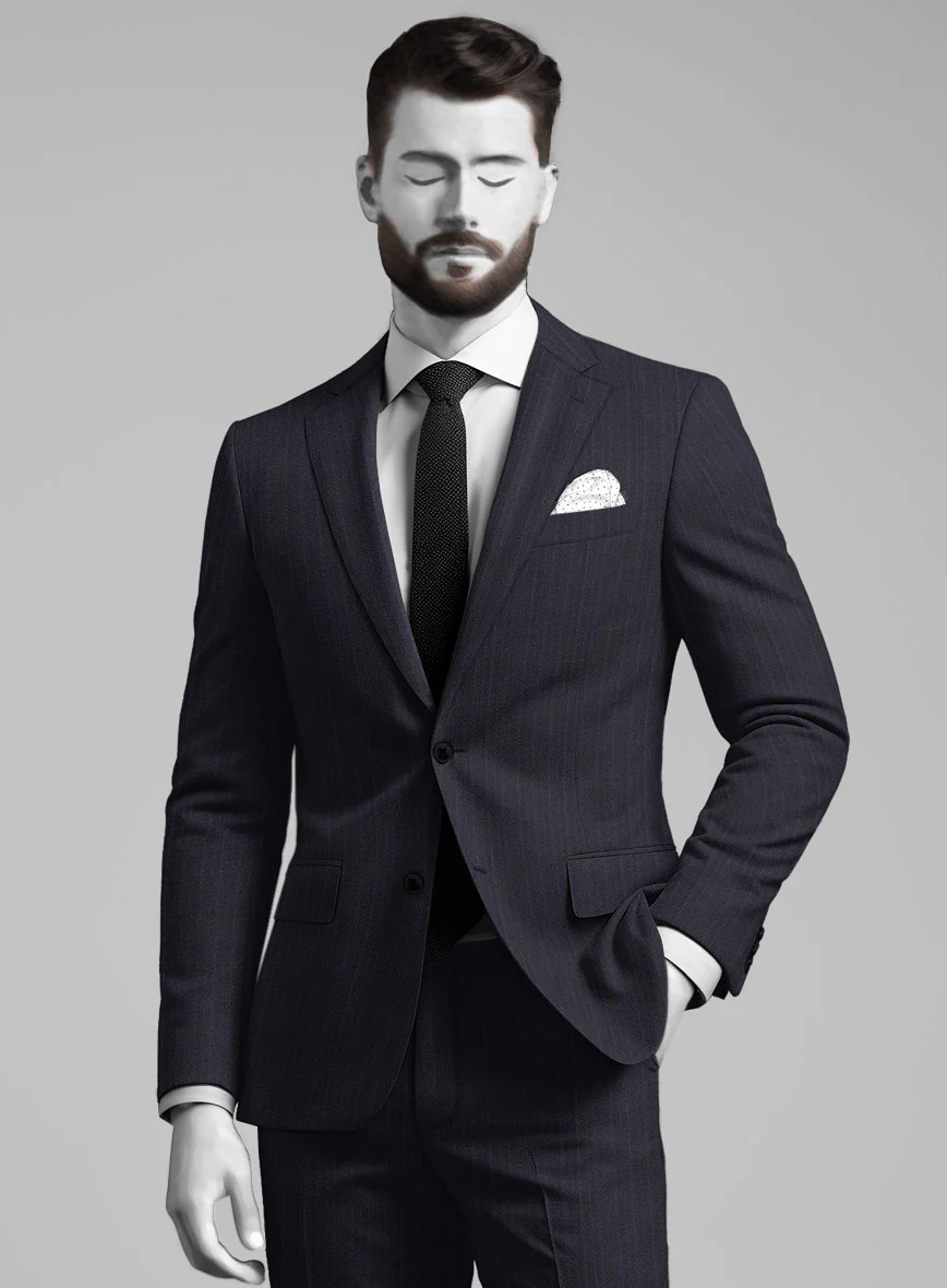 Napolean Elias Stripe Navy Wool Jacket - Image 2