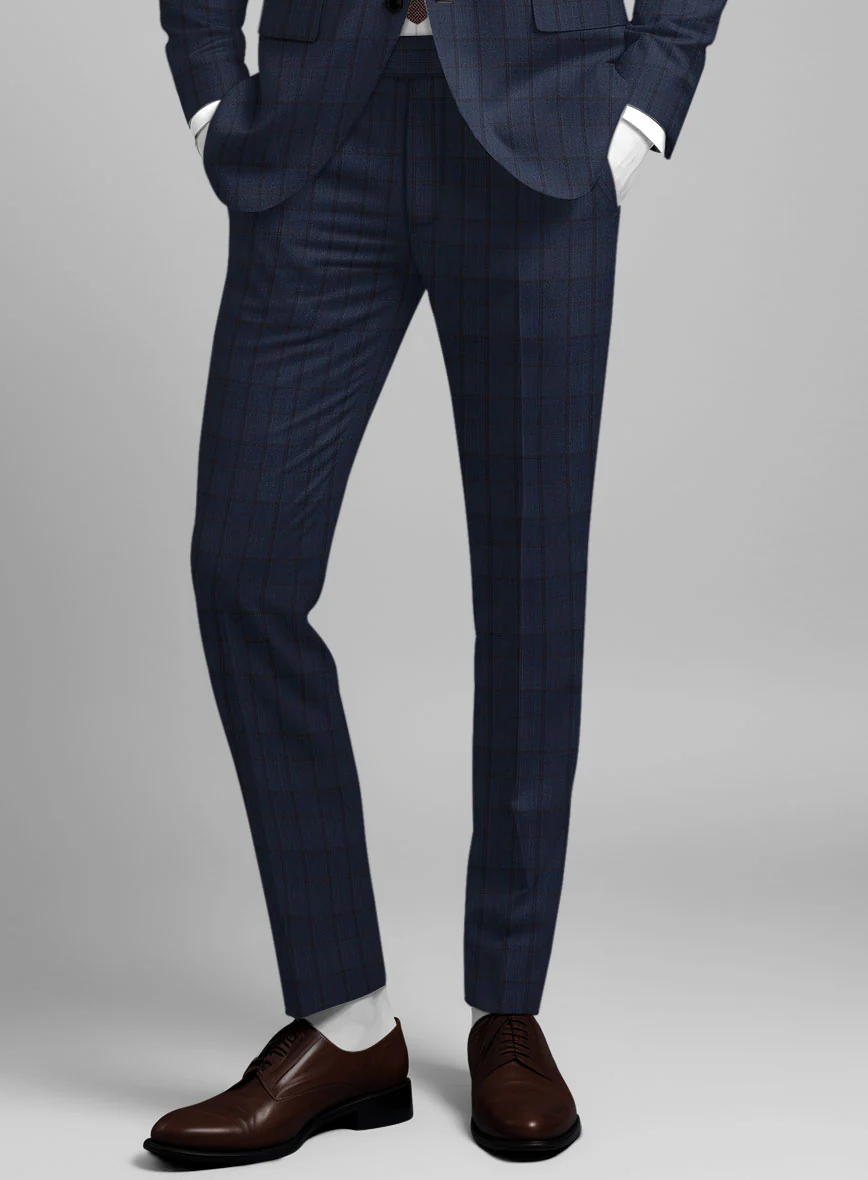 Napolean Elodio Check Royal Blue Wool Suit - Image 5