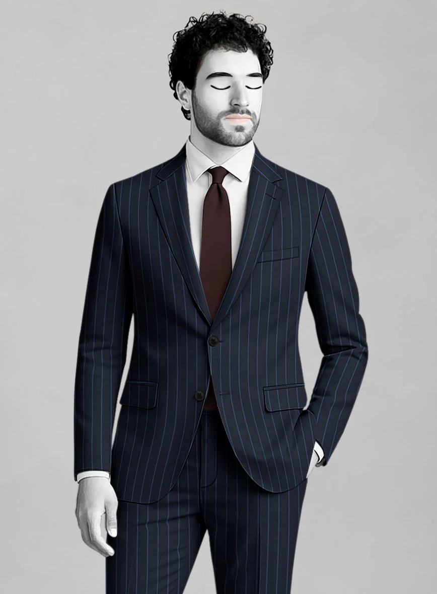 Napolean Eloyi Stripe Blue Wool Suit - Image 3