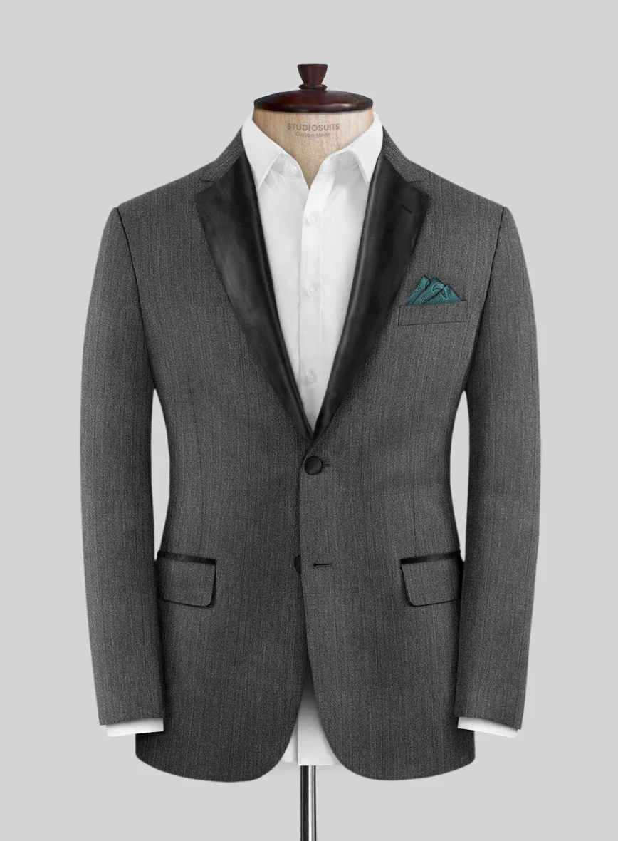 Napolean English Charcoal Wool Tuxedo Suit - Image 3
