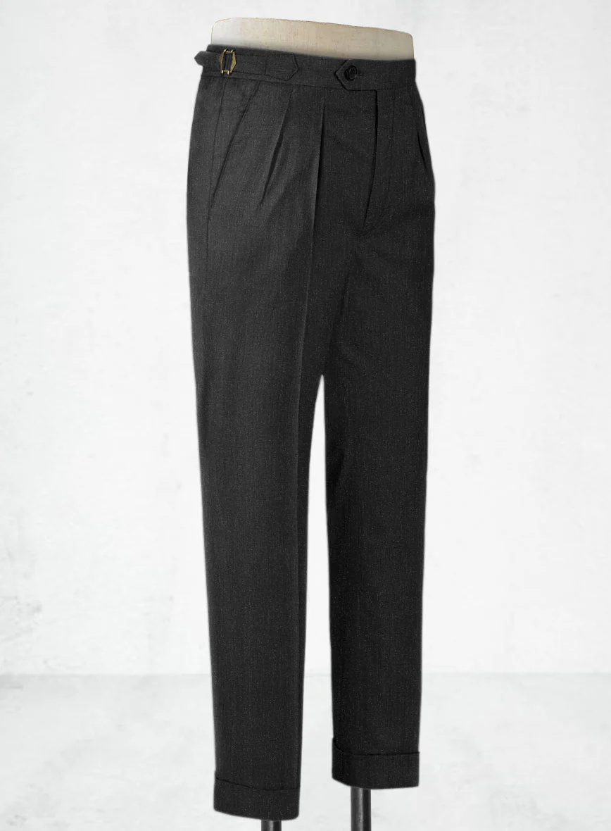 Napolean English Dark Charcoal Wool Highland Trousers - Image 3