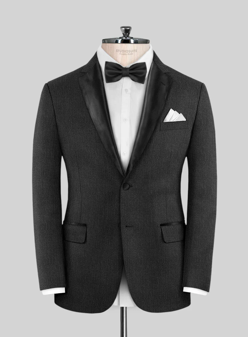 Napolean English Dark Charcoal Wool Tuxedo Suit - Image 3