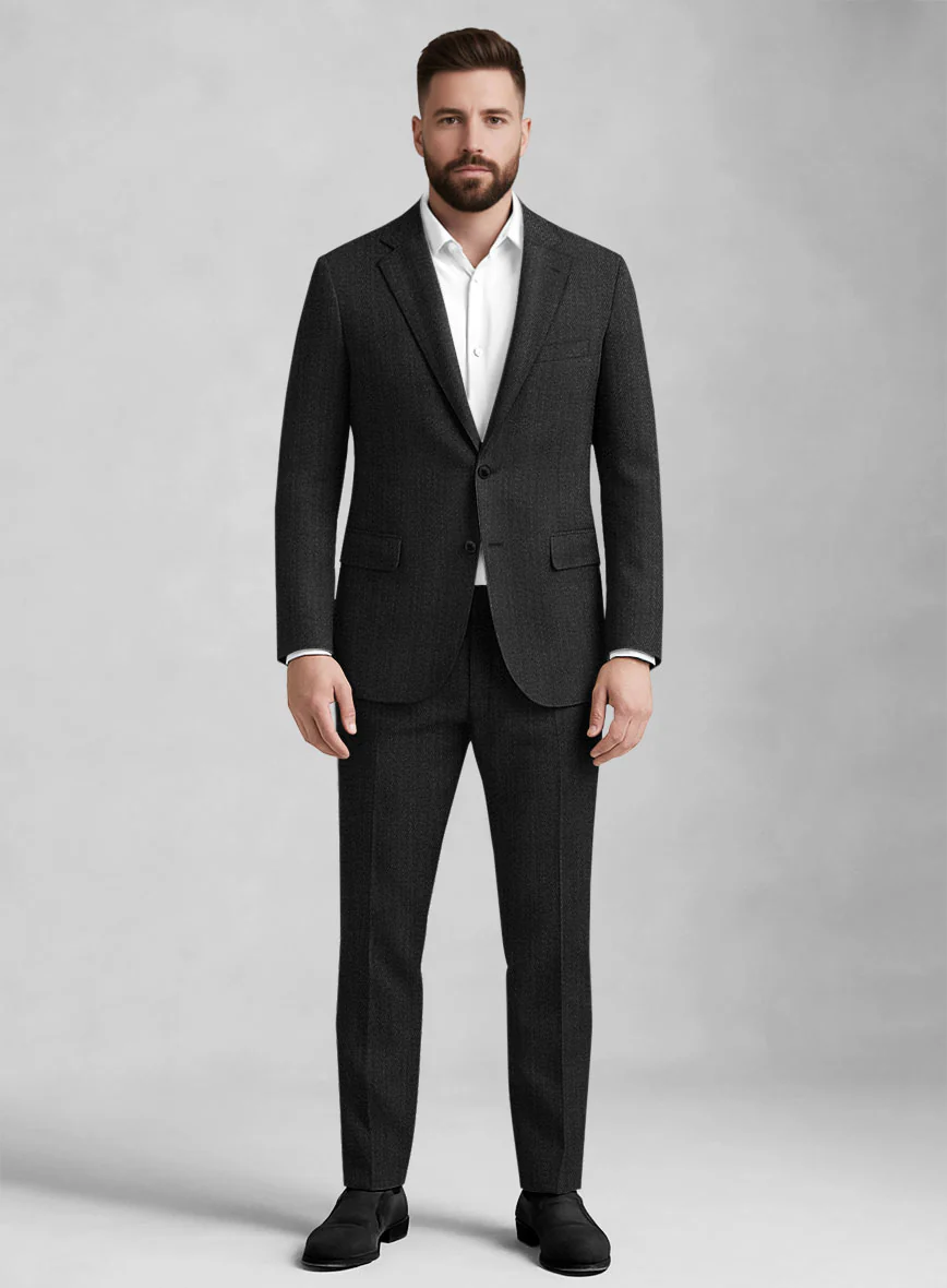 Napolean English Twill Charcoal Wool Suit - Image 3