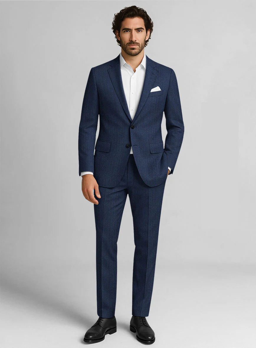 Napolean English Twill Denim Blue Wool Suit - Image 3