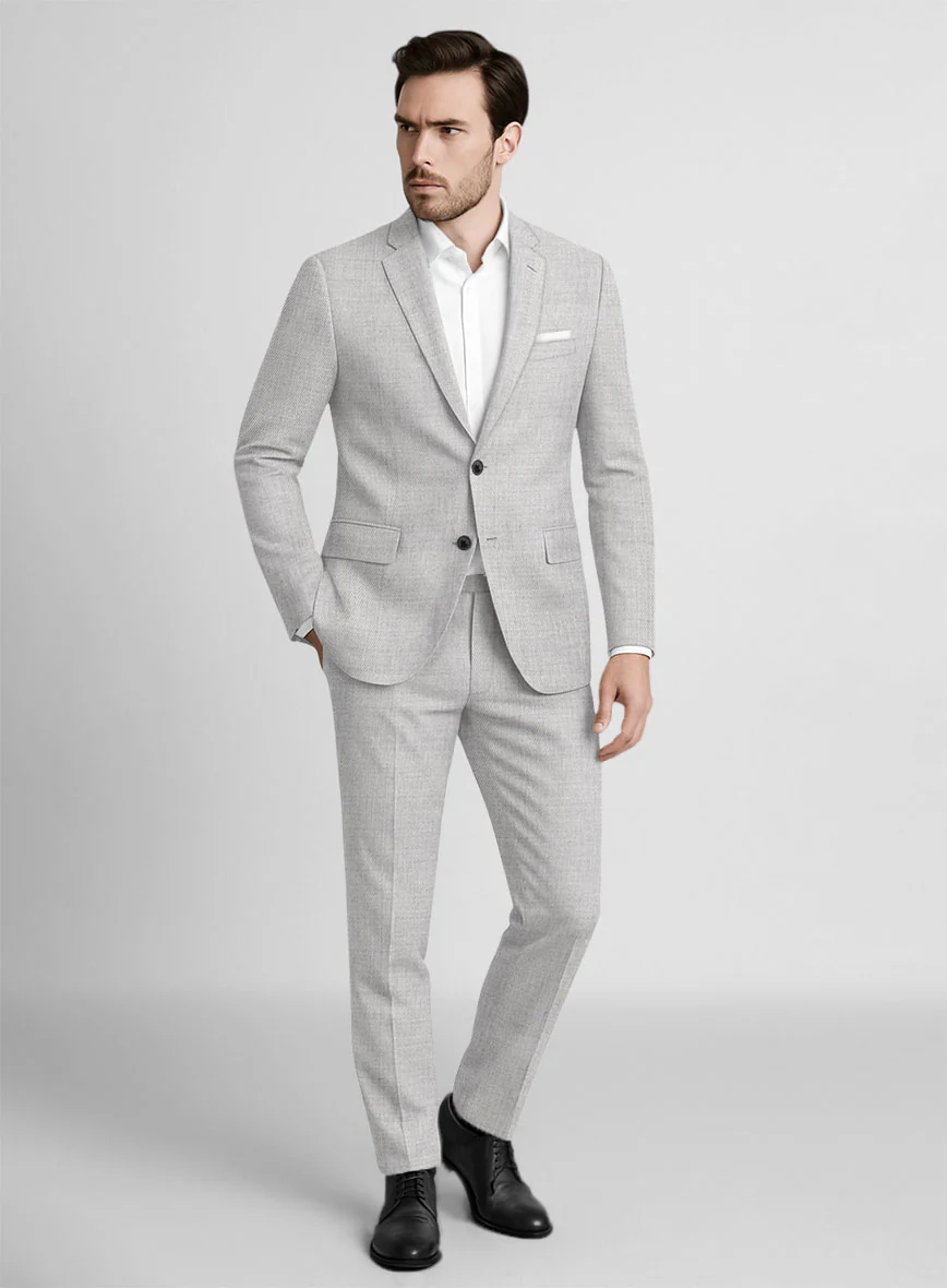 Napolean English Twill Light Gray Wool Suit - Image 3