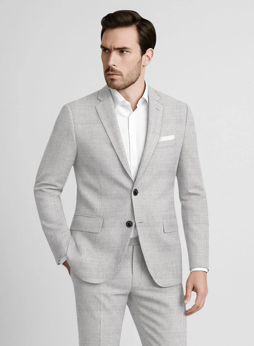 Napolean English Twill Light Gray Wool Suit - Image 4