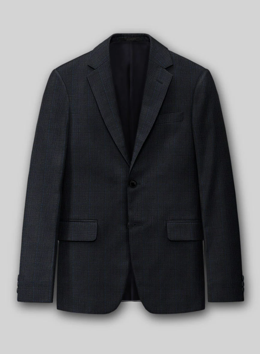 Napolean Esso Tartan Blue Wool Suit - Image 4