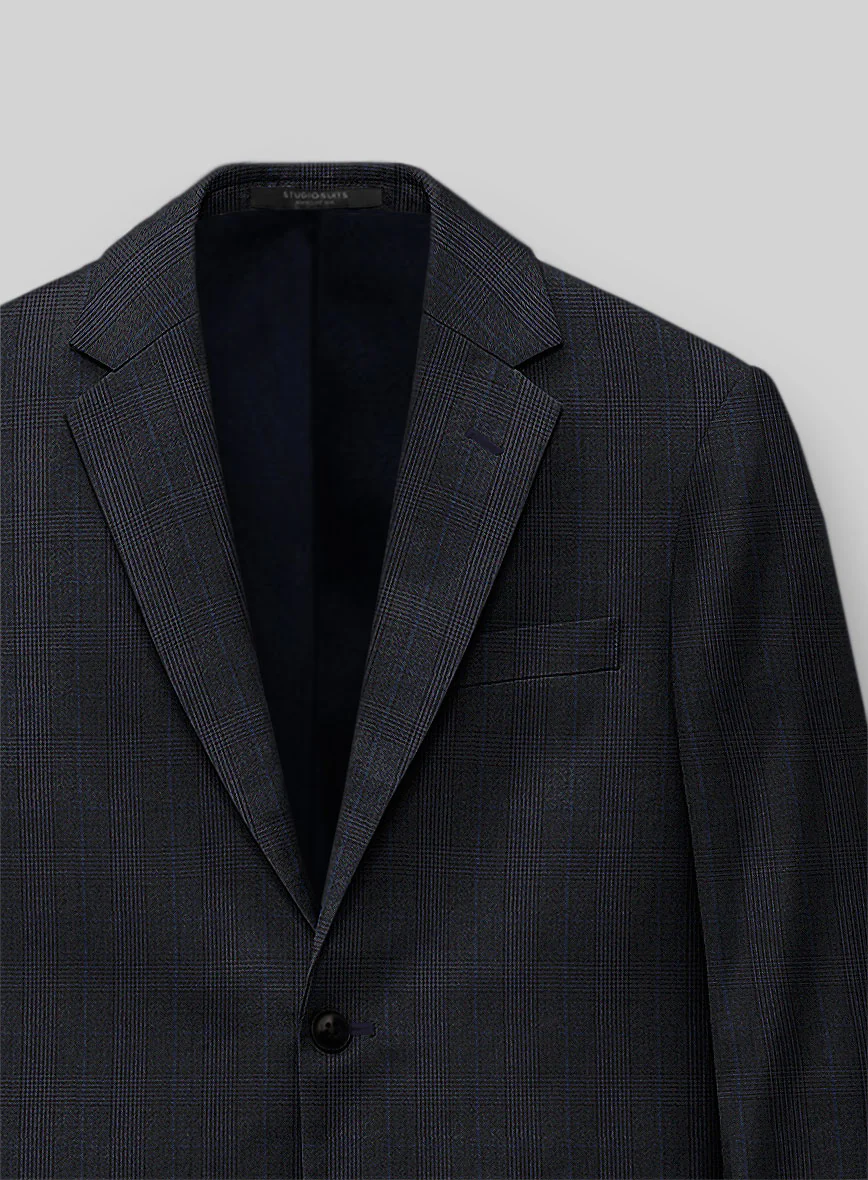 Napolean Esso Tartan Blue Wool Suit - Image 5