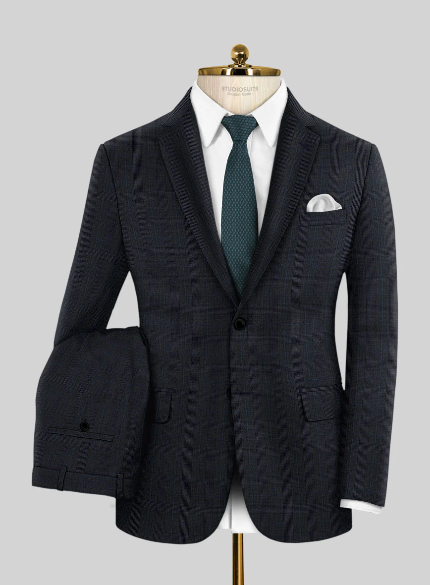 Napolean Esso Tartan Blue Wool Suit - Image 2