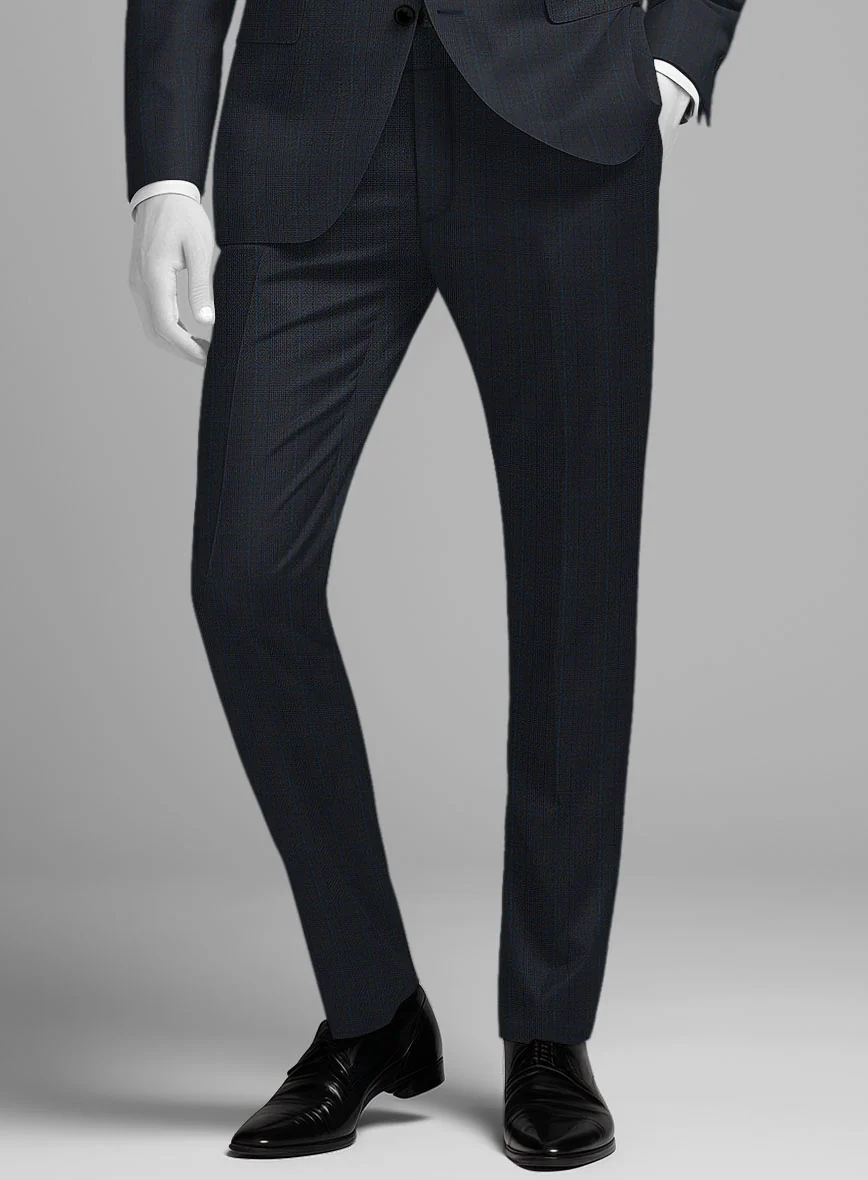 Napolean Esso Tartan Blue Wool Suit - Image 7