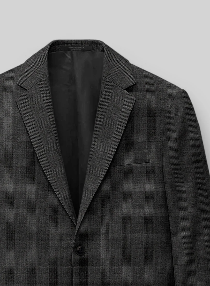 Napolean Esso Tartan Charcoal Wool Jacket - Image 3