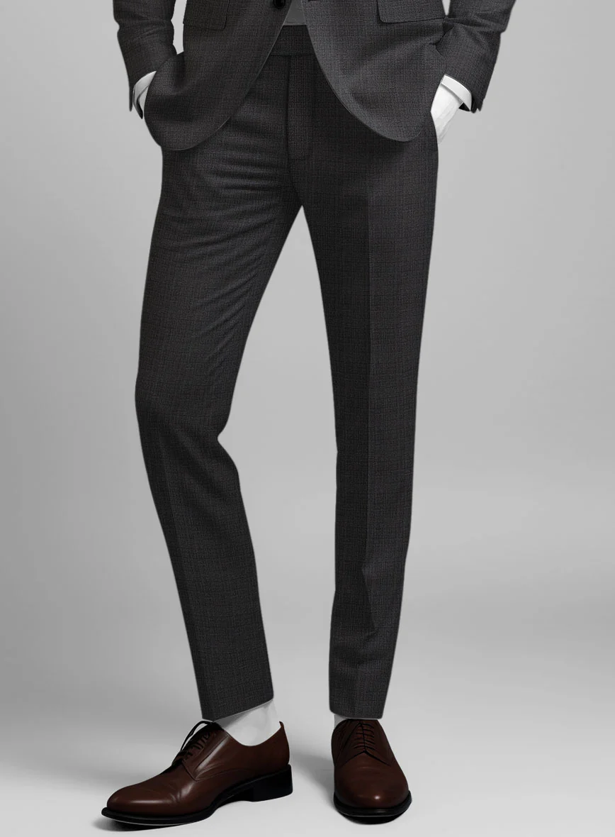 Napolean Esso Tartan Charcoal Wool Pants - Image 2