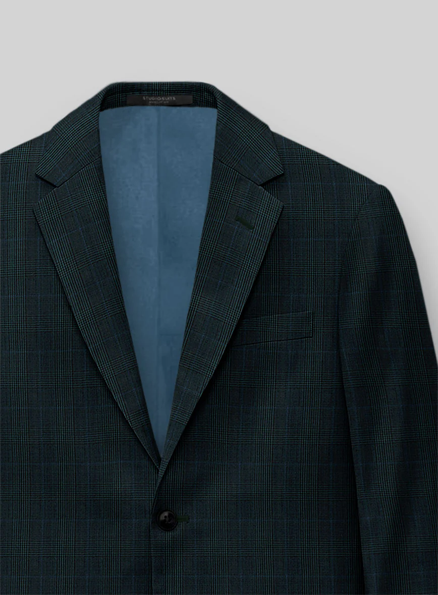 Napolean Esso Tartan Teal Blue Wool Jacket - Image 3